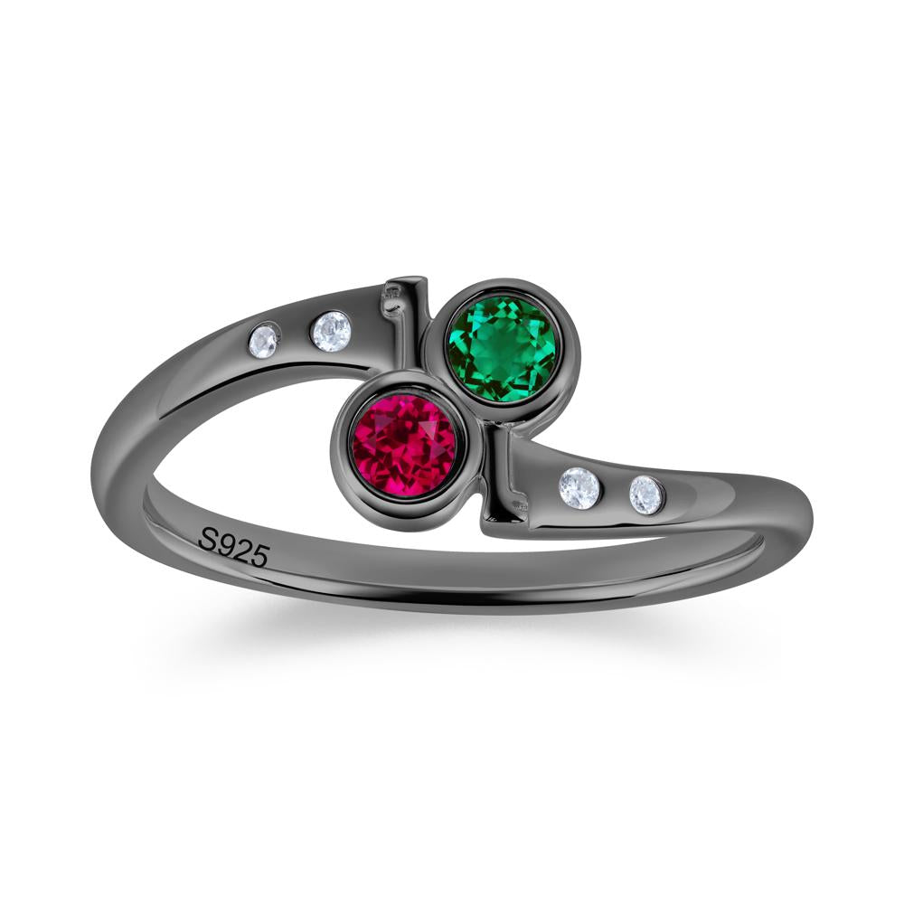 Petite Two Stone Garnet and Moonstone Key Ring - LUO Jewelry #gemstone_Emerald and Ruby