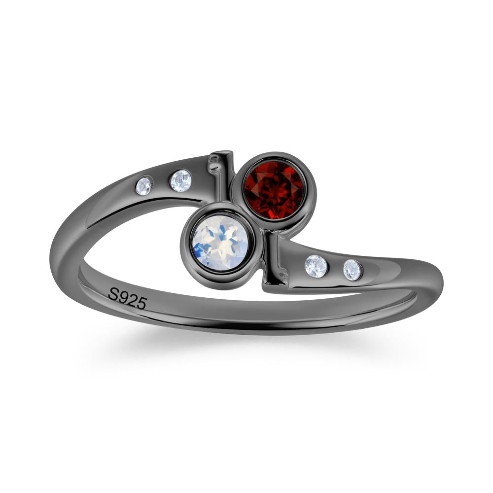 Petite Two Stone Garnet and Moonstone Key Ring - LUO Jewelry #gemstone_Garnet and Moonstone
