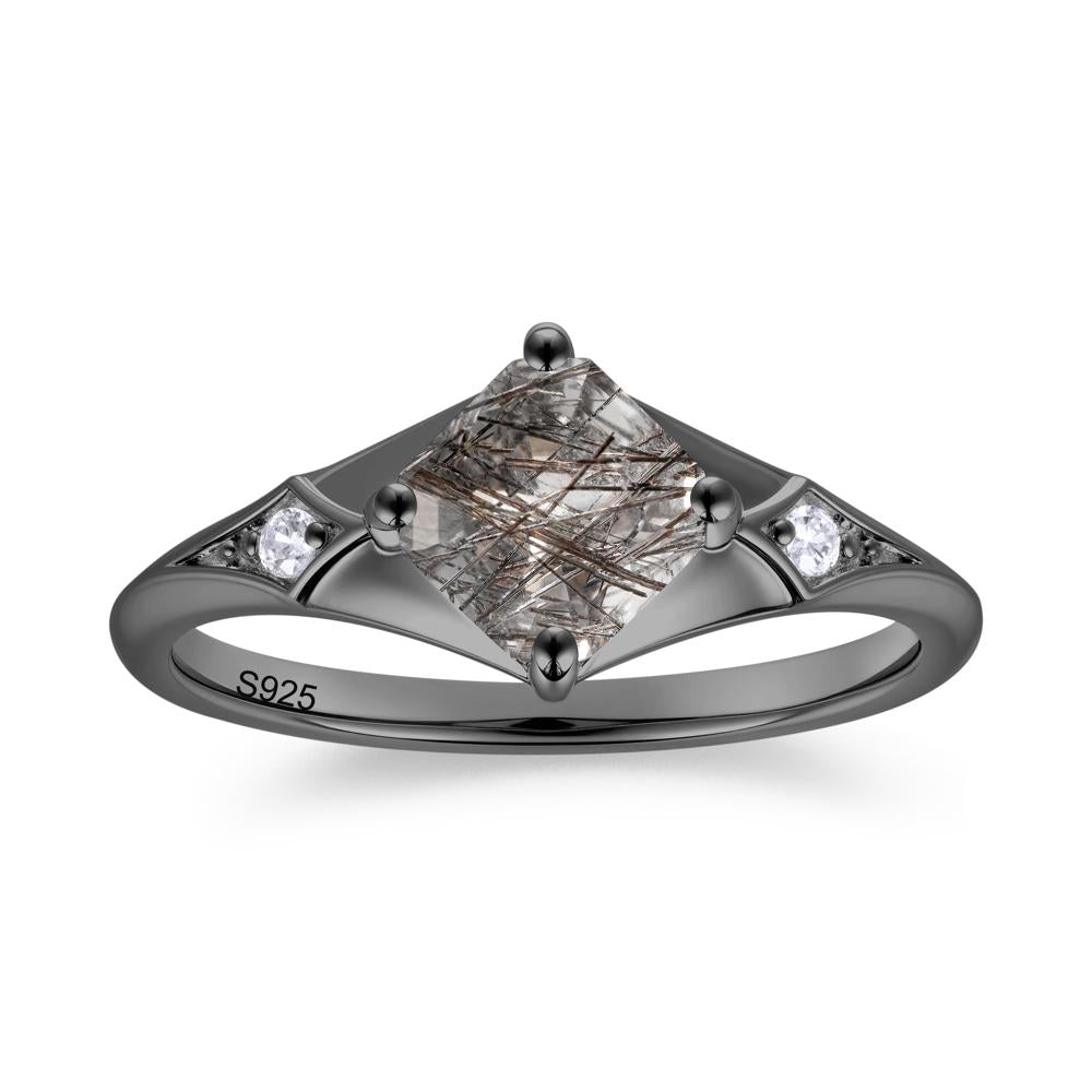 Asscher Cut London Blue Topaz Ring for Women - LUO Jewelry #gemstone_Black Rutilated Quartz