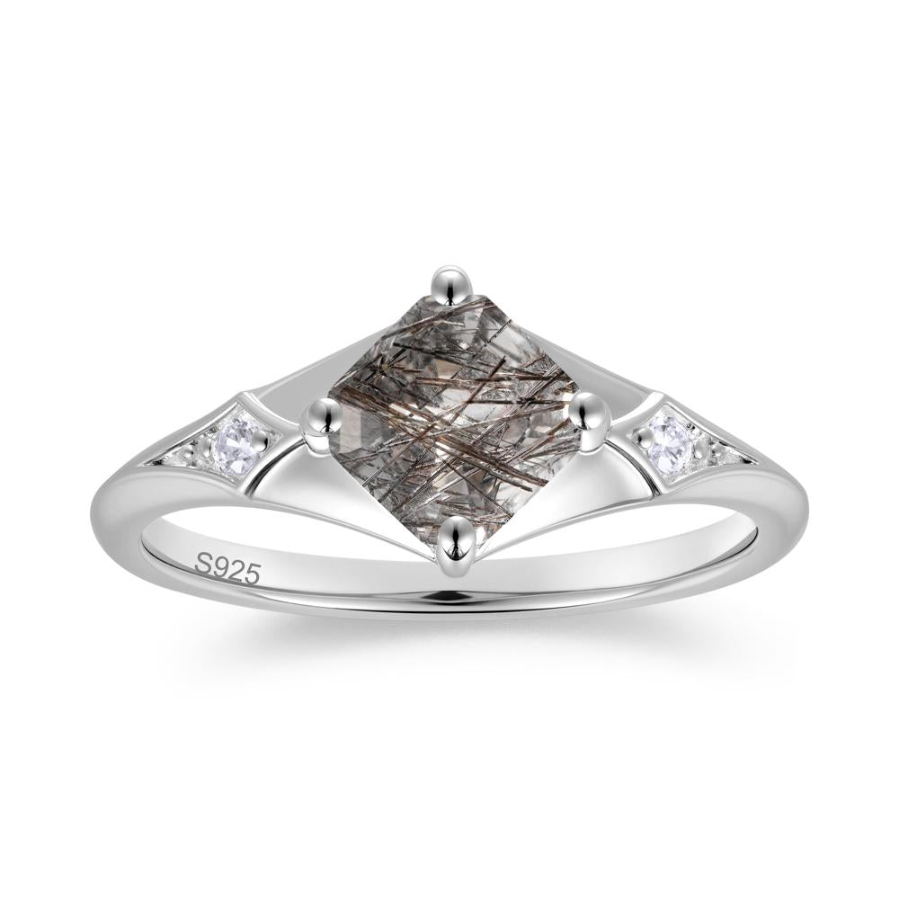 Asscher Cut London Blue Topaz Ring for Women - LUO Jewelry #gemstone_Black Rutilated Quartz
