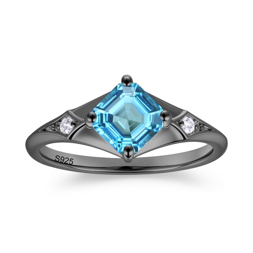 Asscher Cut London Blue Topaz Ring for Women - LUO Jewelry #gemstone_Swiss Blue Topaz