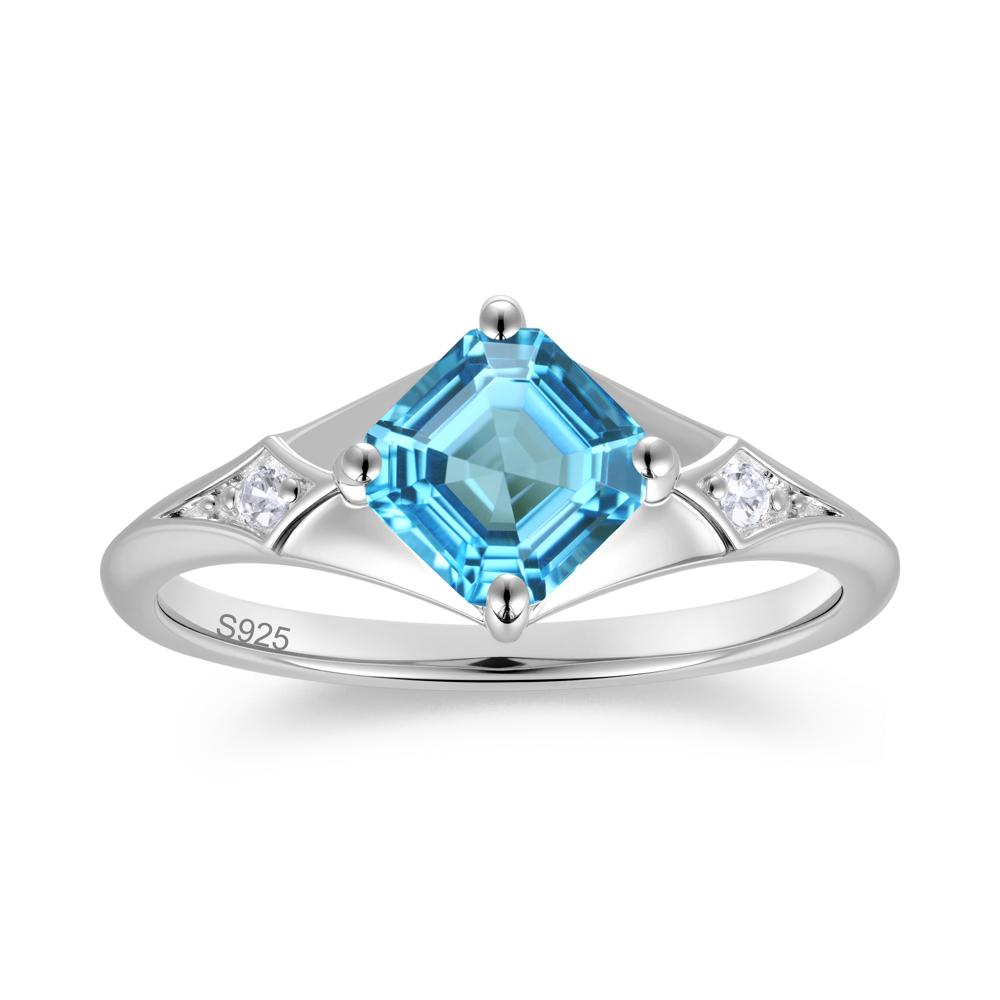 Asscher Cut London Blue Topaz Ring for Women - LUO Jewelry #gemstone_Swiss Blue Topaz
