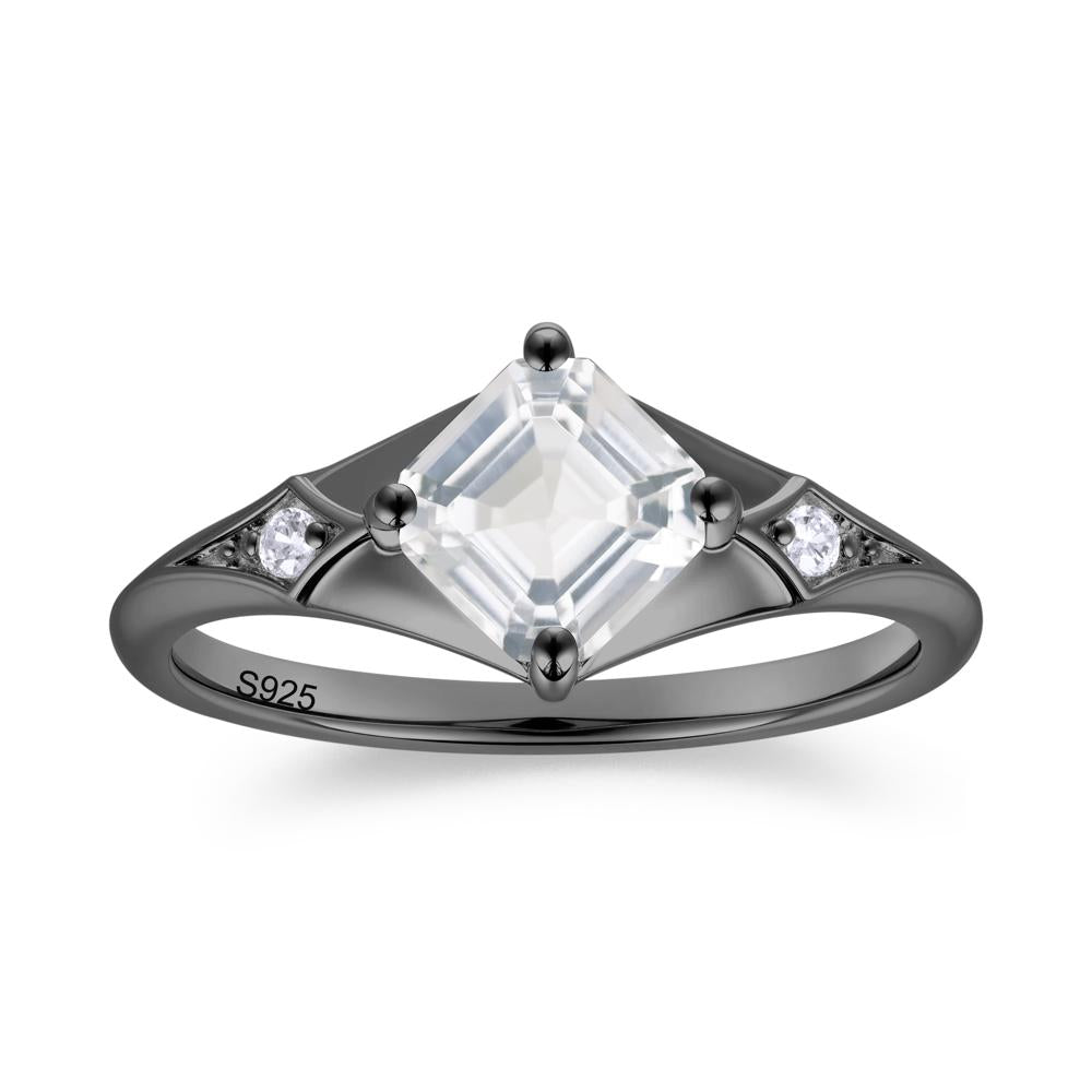 Asscher Cut London Blue Topaz Ring for Women - LUO Jewelry #gemstone_White Topaz