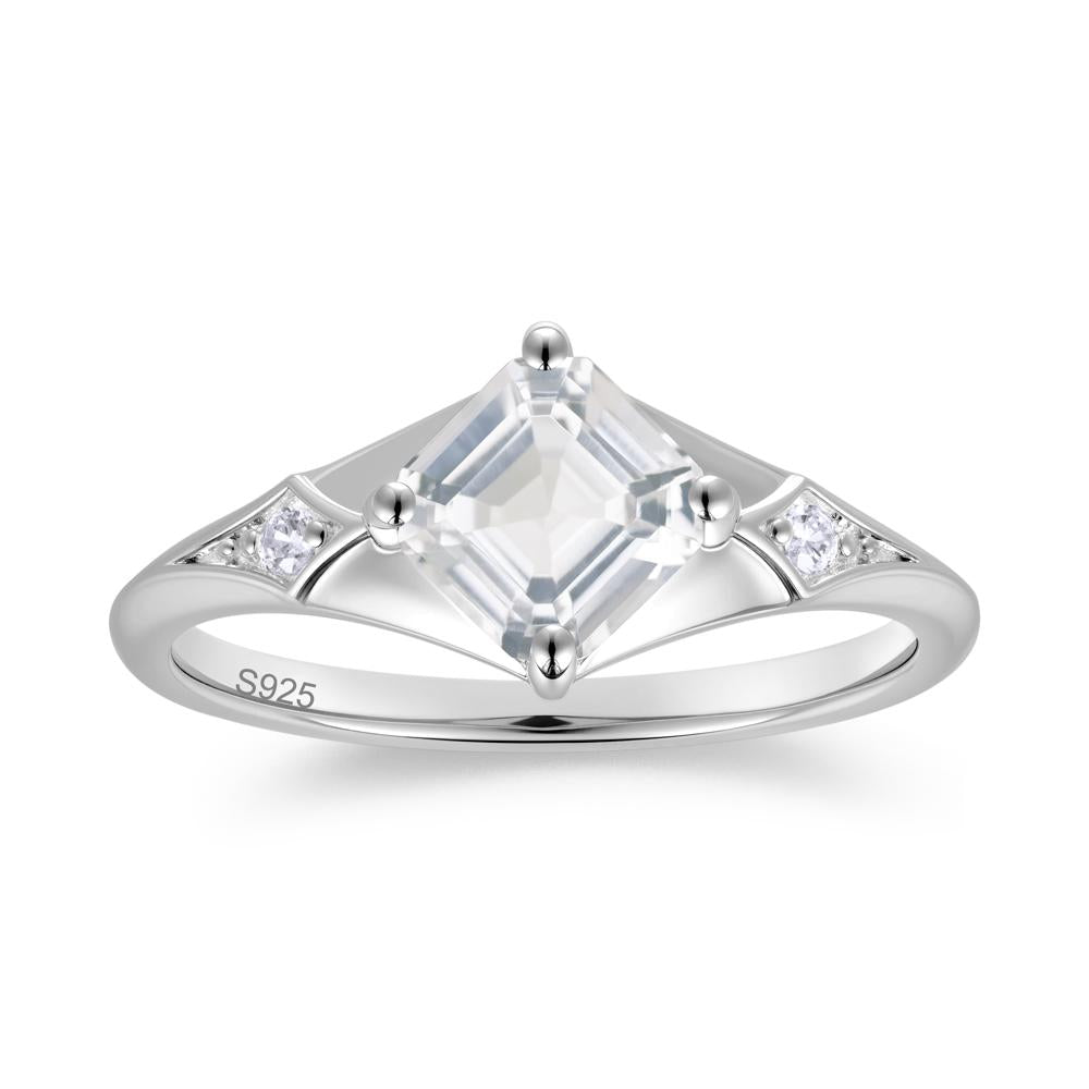 Asscher Cut London Blue Topaz Ring for Women - LUO Jewelry #gemstone_White Topaz