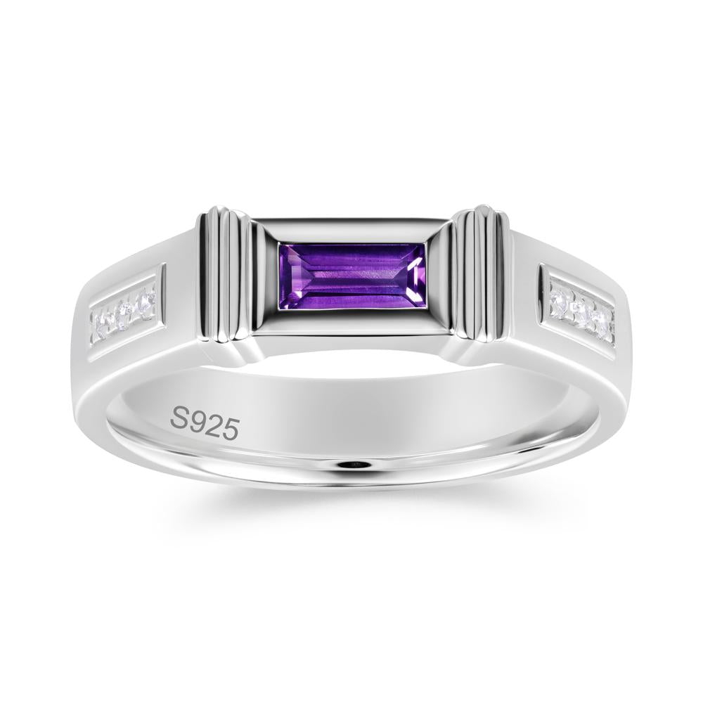 East West Alexandrite Mens Wide Band Ring - LUO Jewelry #gemstone_Amethyst