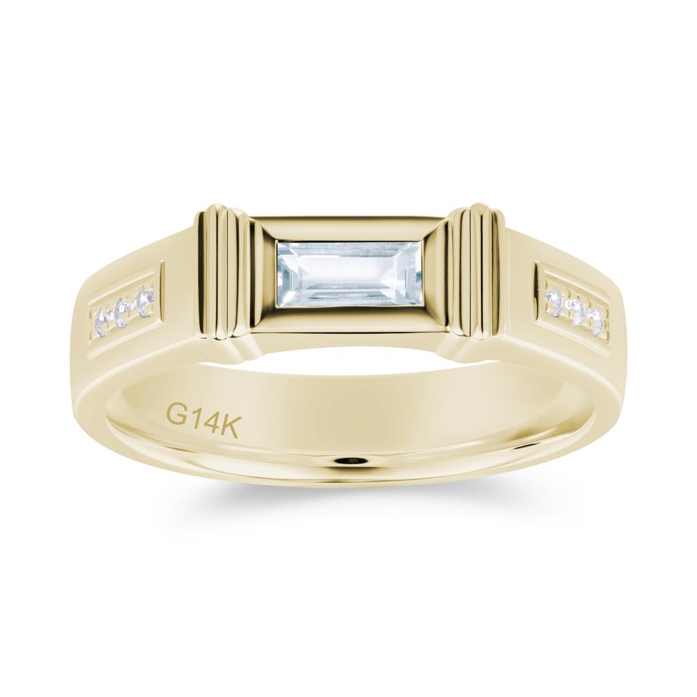 East West Alexandrite Mens Wide Band Ring - LUO Jewelry #gemstone_Aquamarine