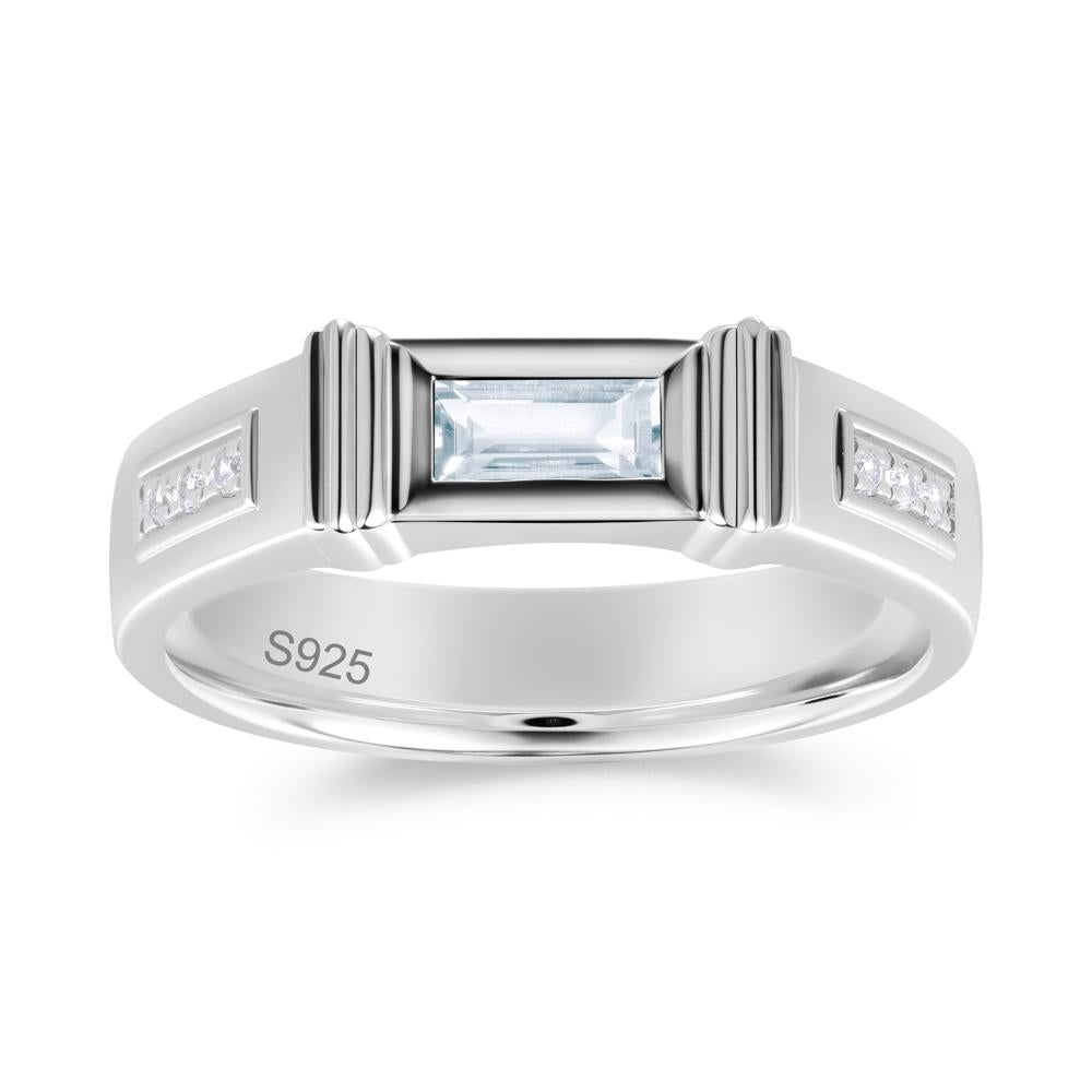East West Alexandrite Mens Wide Band Ring - LUO Jewelry #gemstone_Aquamarine