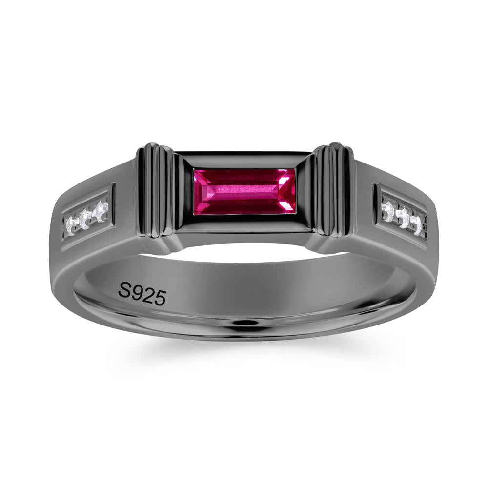 East West Alexandrite Mens Wide Band Ring - LUO Jewelry #gemstone_Ruby