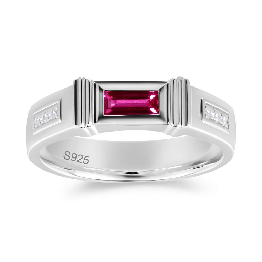 East West Alexandrite Mens Wide Band Ring - LUO Jewelry #gemstone_Ruby