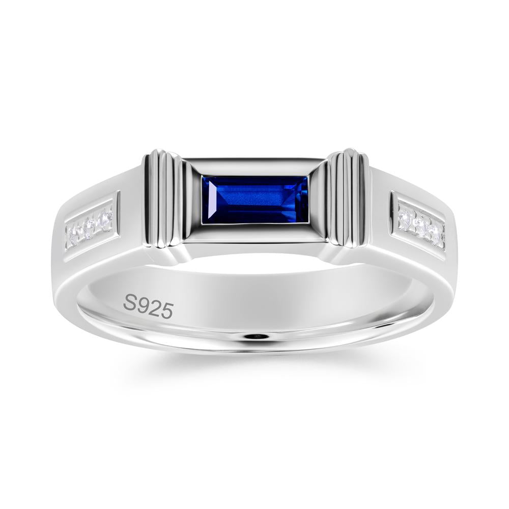 East West Alexandrite Mens Wide Band Ring - LUO Jewelry #gemstone_Sapphire