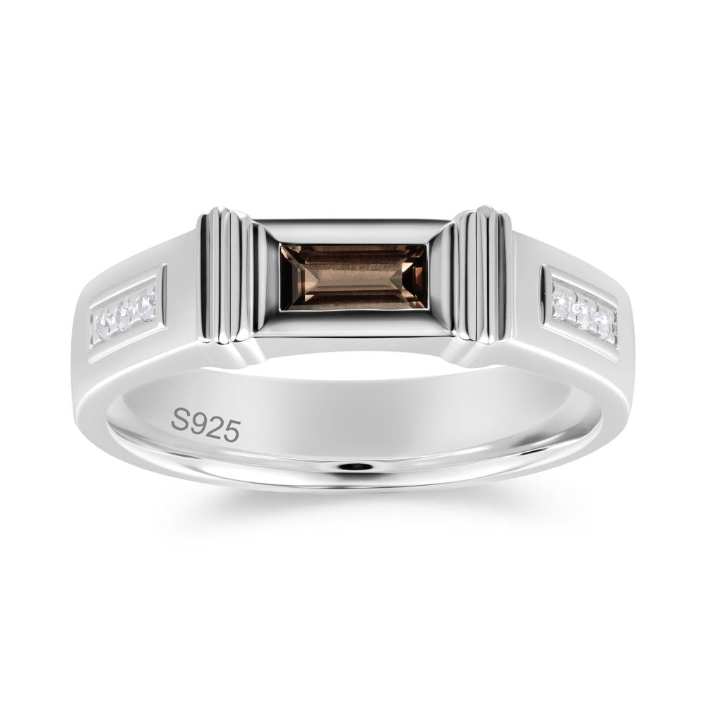 East West Alexandrite Mens Wide Band Ring - LUO Jewelry #gemstone_Smoky Quartz