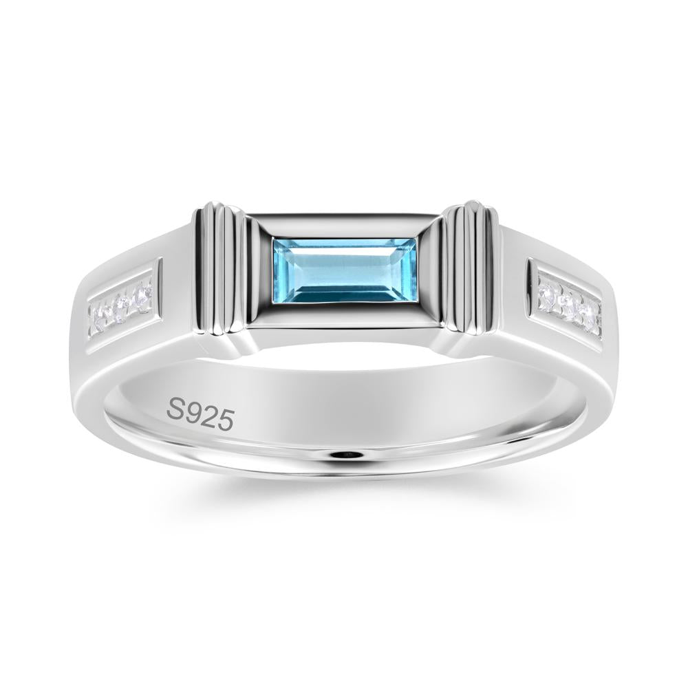 East West Alexandrite Mens Wide Band Ring - LUO Jewelry #gemstone_Swiss Blue Topaz