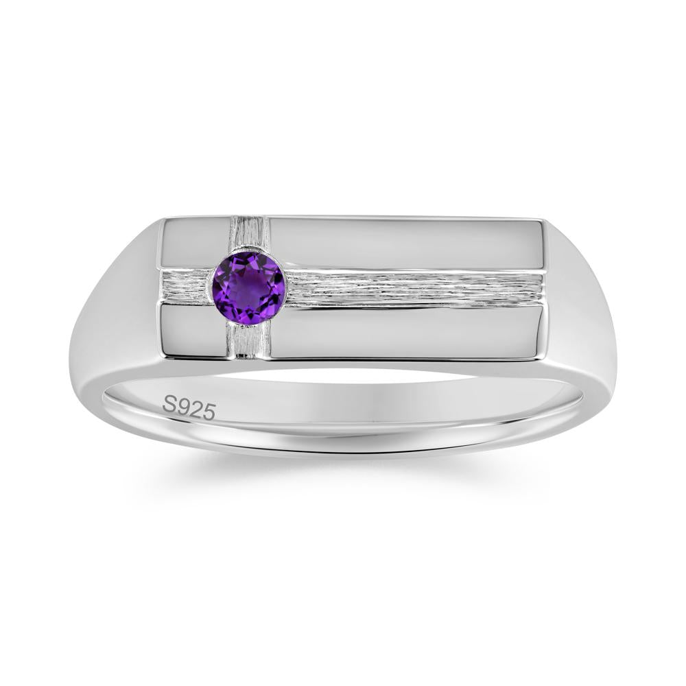 Minimalist Brushed Emerald Ring for Men - LUO Jewelry #gemstone_Amethyst