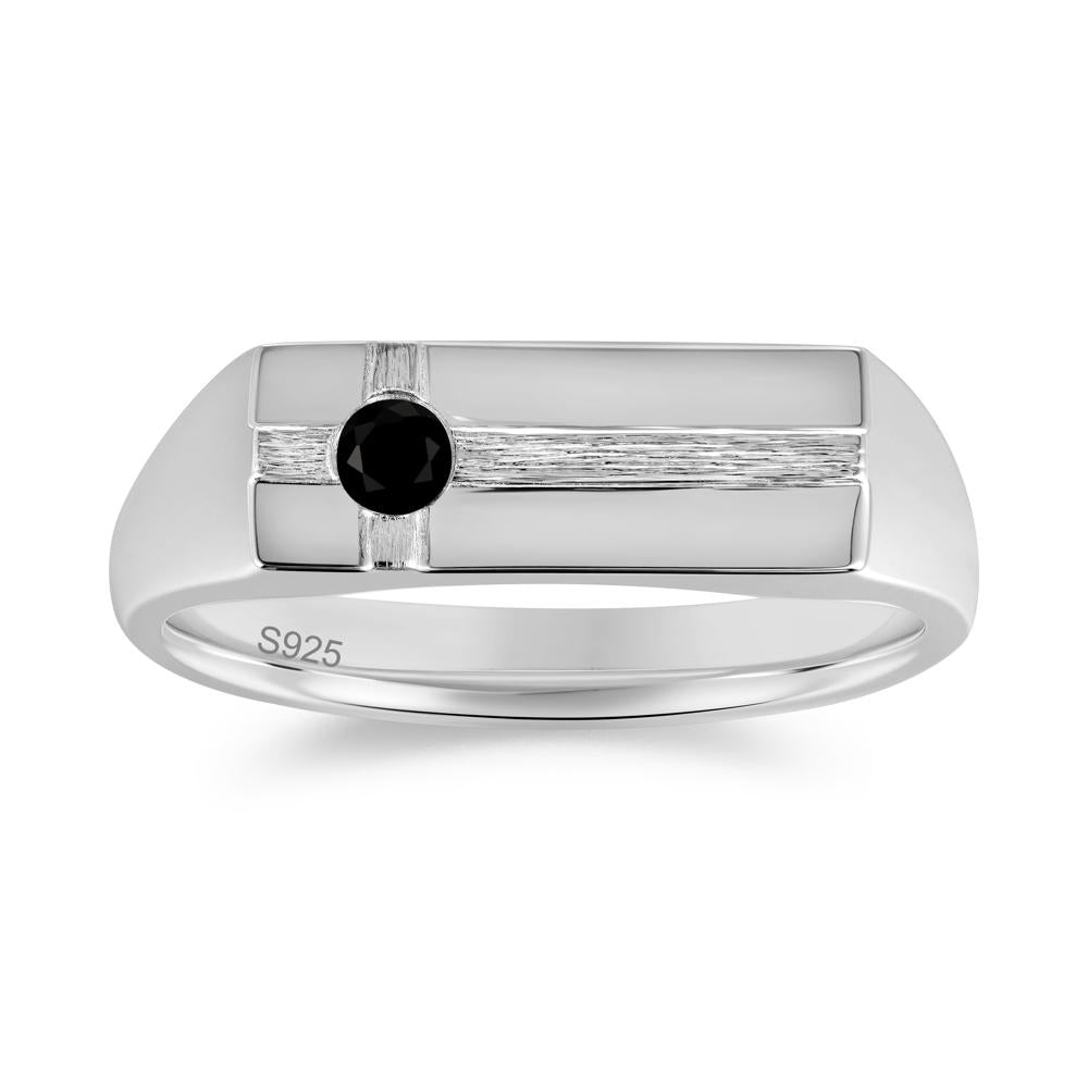 Minimalist Brushed Emerald Ring for Men - LUO Jewelry #gemstone_Black Spinel