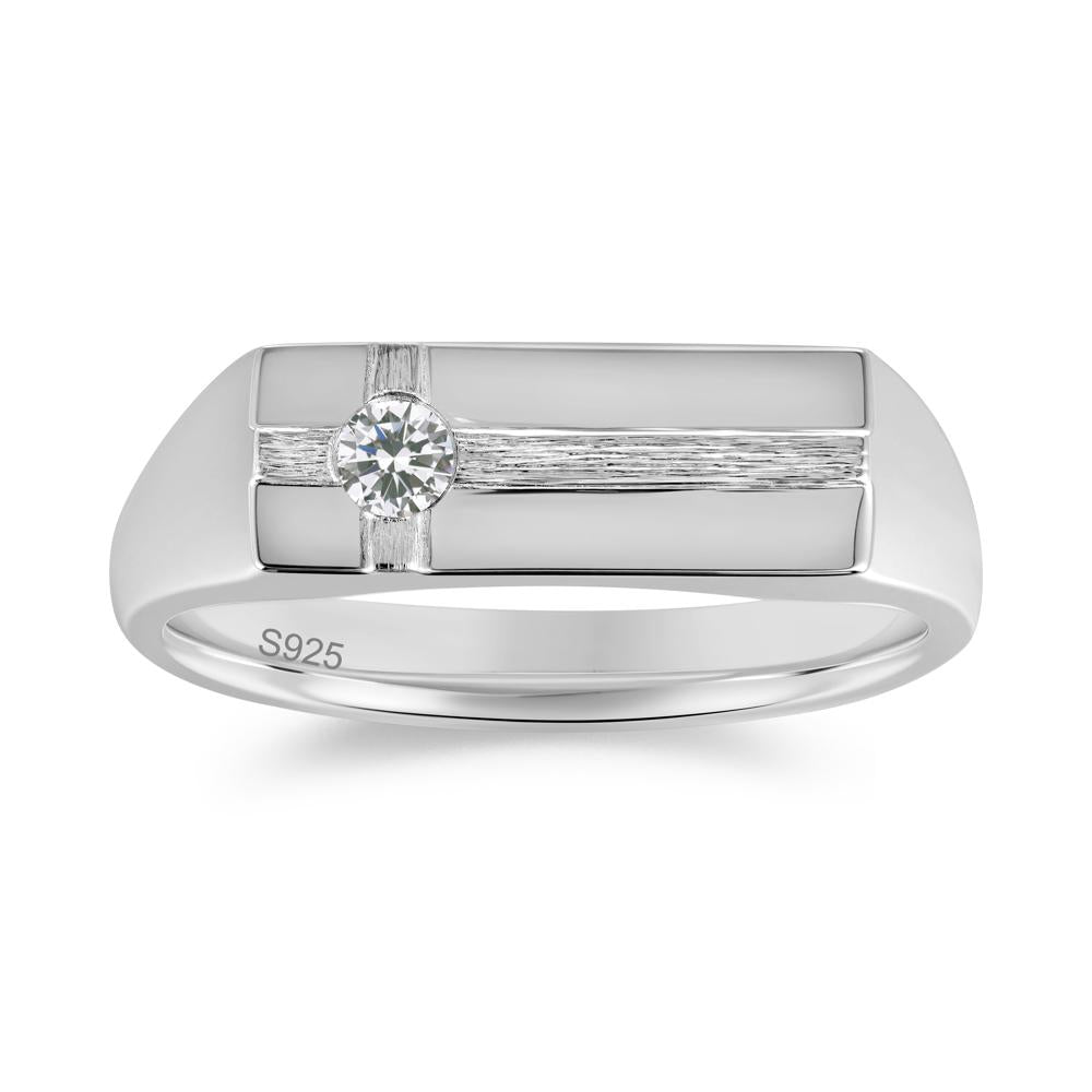 Minimalist Brushed Emerald Ring for Men - LUO Jewelry #gemstone_Cubic Zirconia