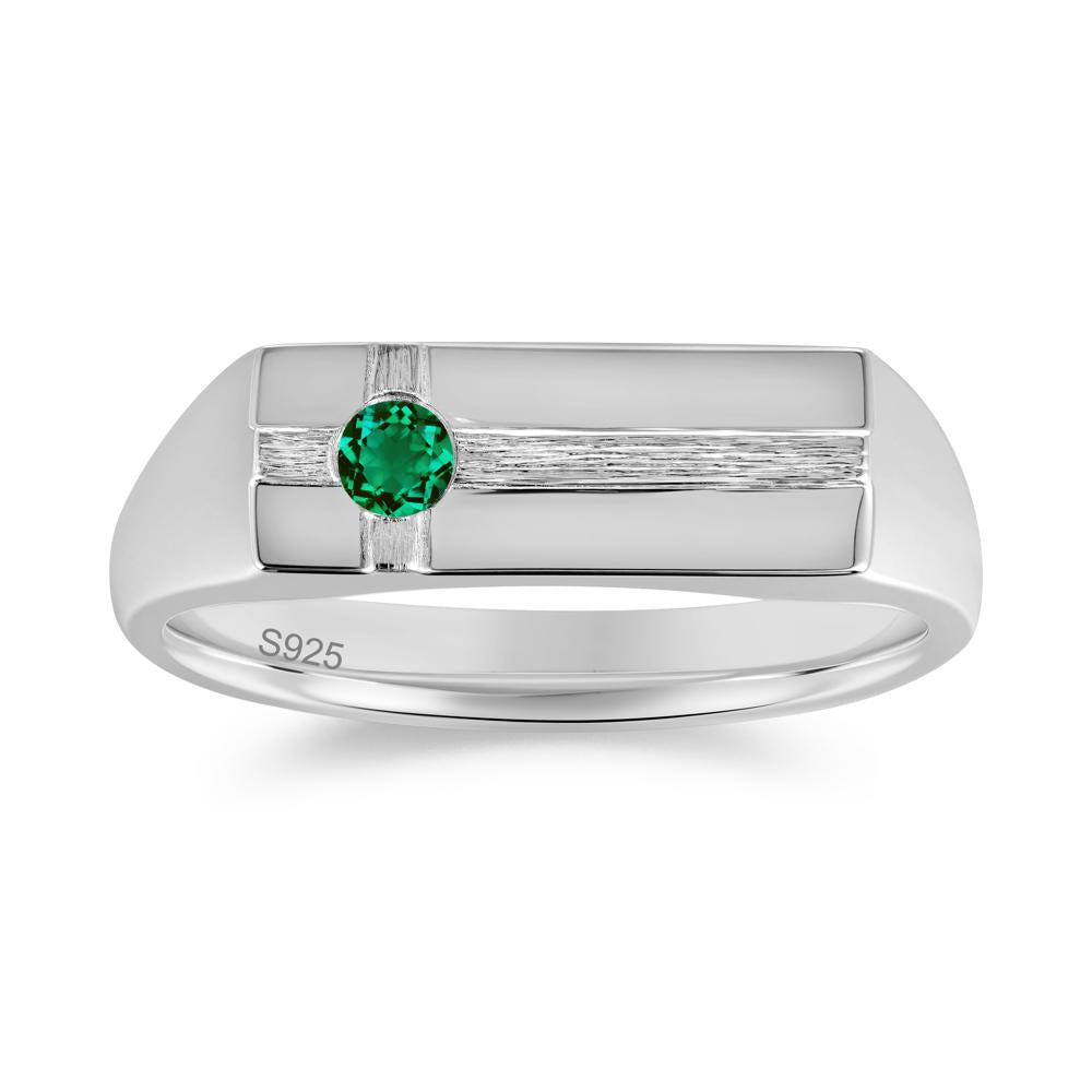 Minimalist Brushed Emerald Ring for Men - LUO Jewelry #gemstone_Emerald