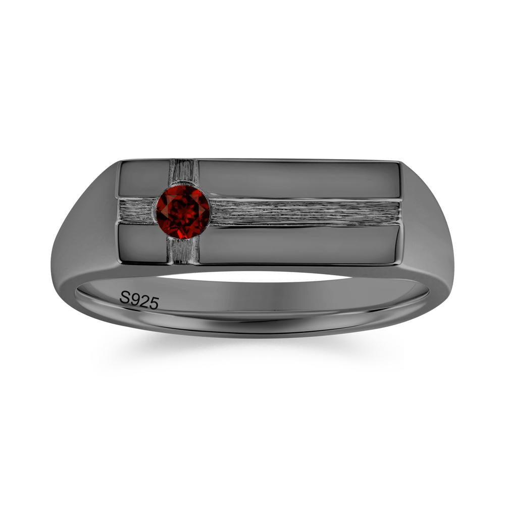 Minimalist Brushed Emerald Ring for Men - LUO Jewelry #gemstone_Garnet