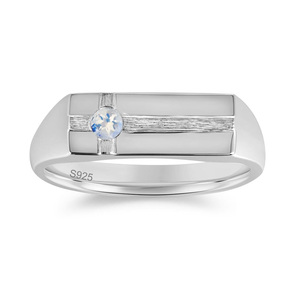 Minimalist Brushed Emerald Ring for Men - LUO Jewelry #gemstone_Moonstone