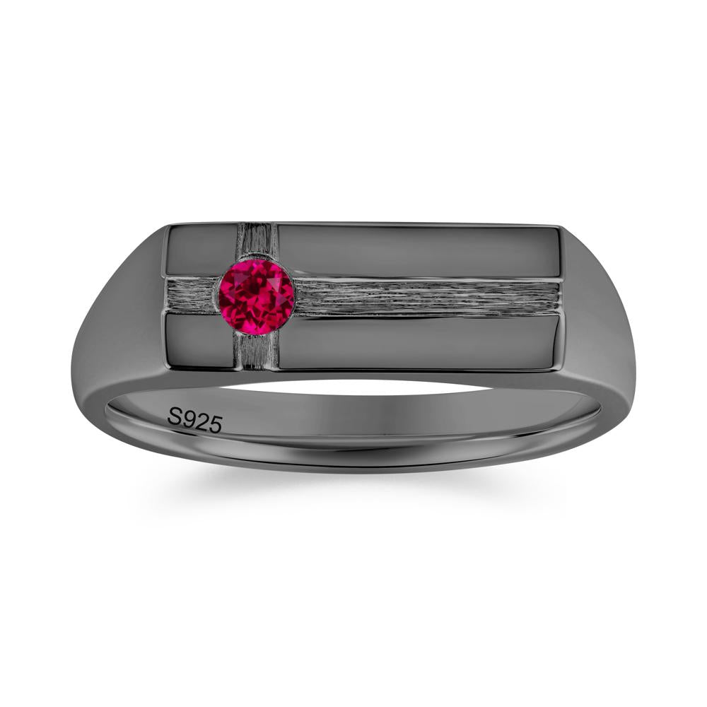 Minimalist Brushed Emerald Ring for Men - LUO Jewelry #gemstone_Ruby