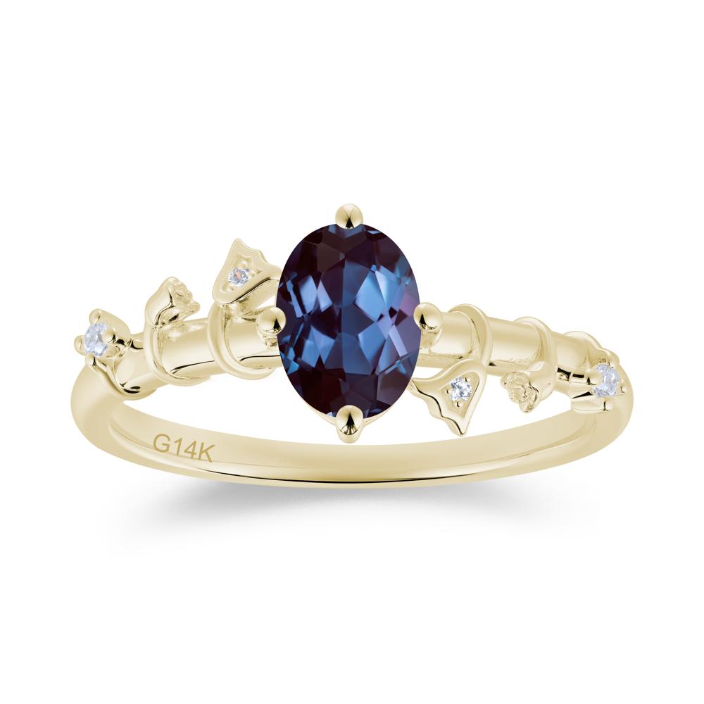 Oval Cut Amethyst Flower Engagement Ring - LUO Jewelry #gemstone_Alexandrite