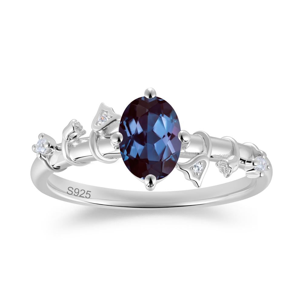 Oval Cut Amethyst Flower Engagement Ring - LUO Jewelry #gemstone_Alexandrite