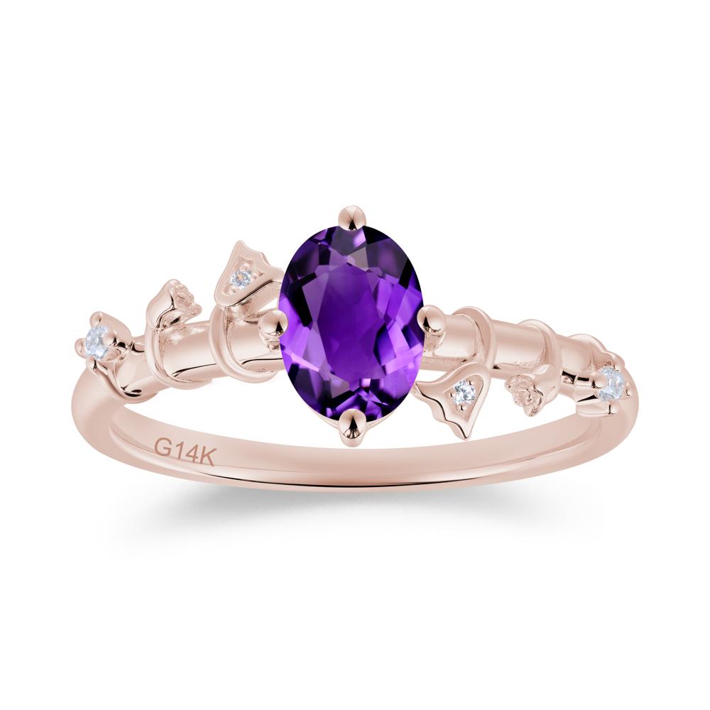 Oval Cut Amethyst Flower Engagement Ring - LUO Jewelry #gemstone_Amethyst