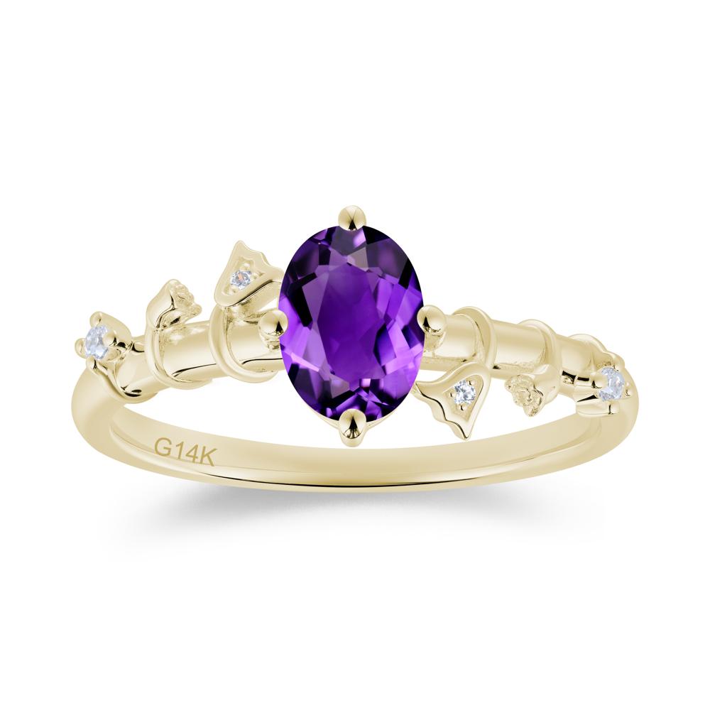 Oval Cut Amethyst Flower Engagement Ring - LUO Jewelry #gemstone_Amethyst