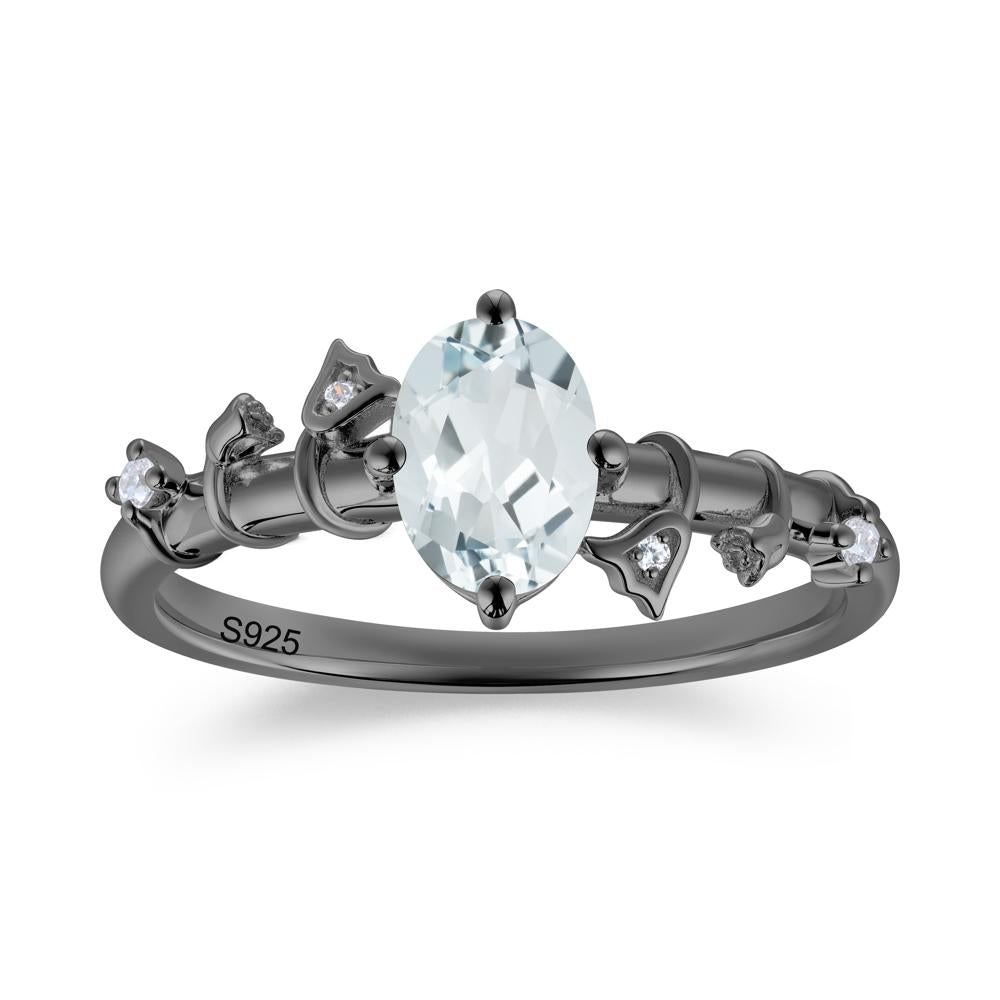Oval Cut Amethyst Flower Engagement Ring - LUO Jewelry #gemstone_Aquamarine