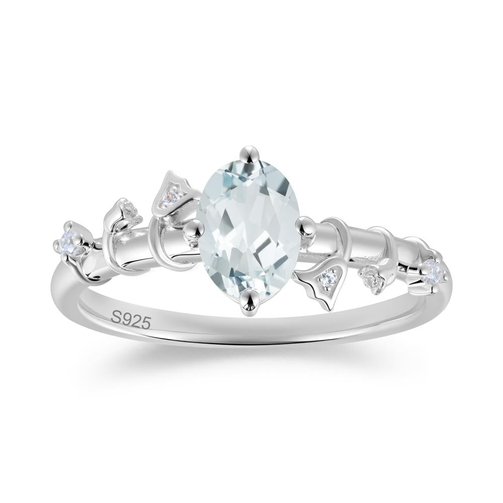 Oval Cut Amethyst Flower Engagement Ring - LUO Jewelry #gemstone_Aquamarine