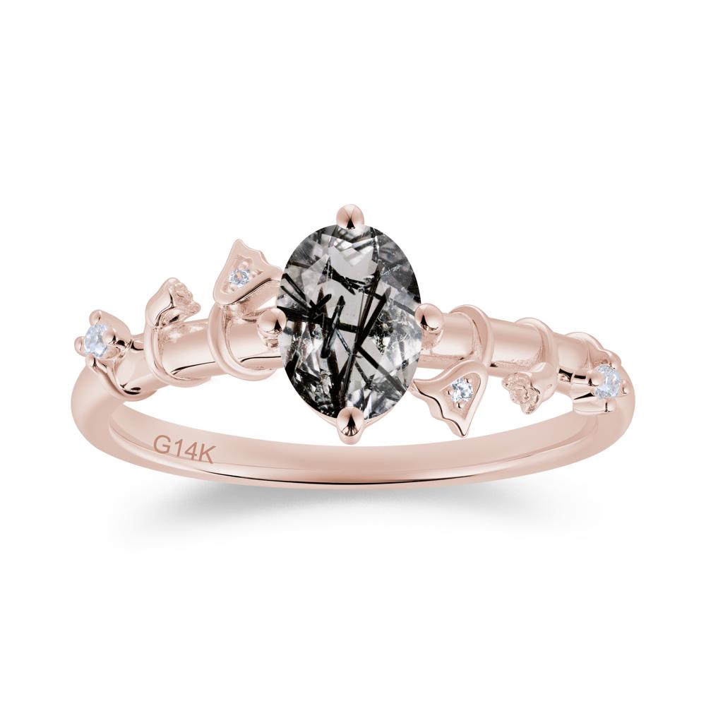Oval Cut Amethyst Flower Engagement Ring - LUO Jewelry #gemstone_Black Rutilated Quartz