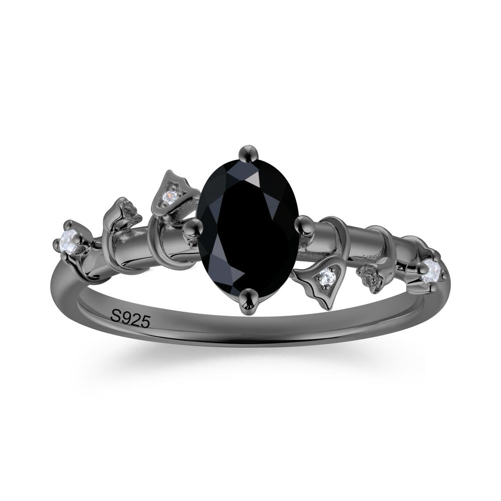 Oval Cut Amethyst Flower Engagement Ring - LUO Jewelry #gemstone_Black Spinel