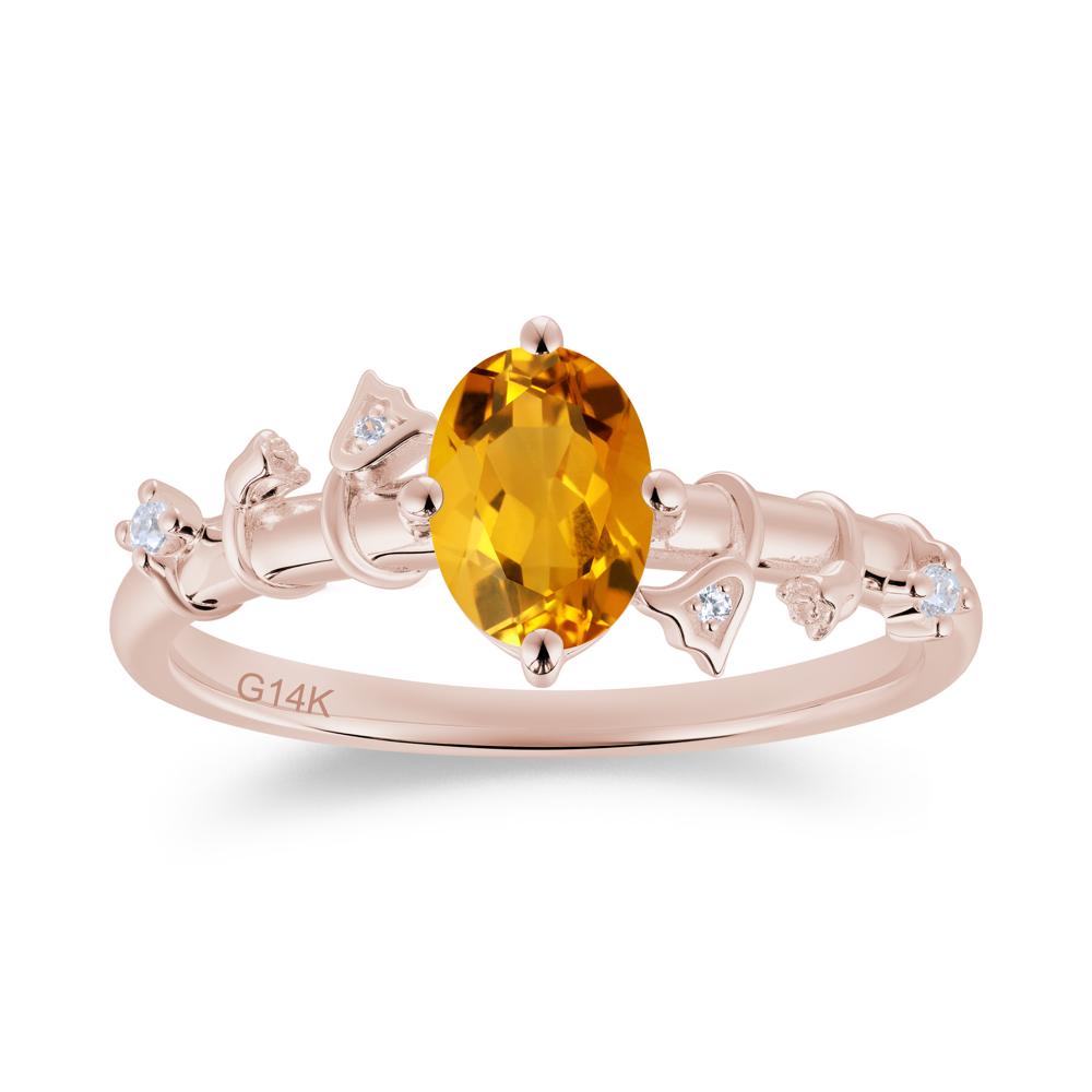 Oval Cut Amethyst Flower Engagement Ring - LUO Jewelry #gemstone_Citrine