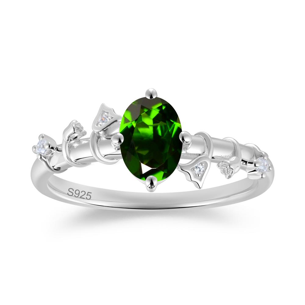 Oval Cut Amethyst Flower Engagement Ring - LUO Jewelry #gemstone_Diopside