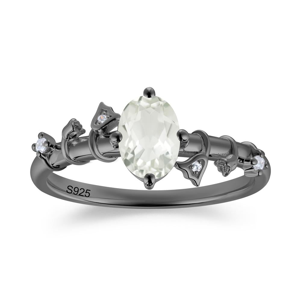 Oval Cut Amethyst Flower Engagement Ring - LUO Jewelry #gemstone_Green Amethyst