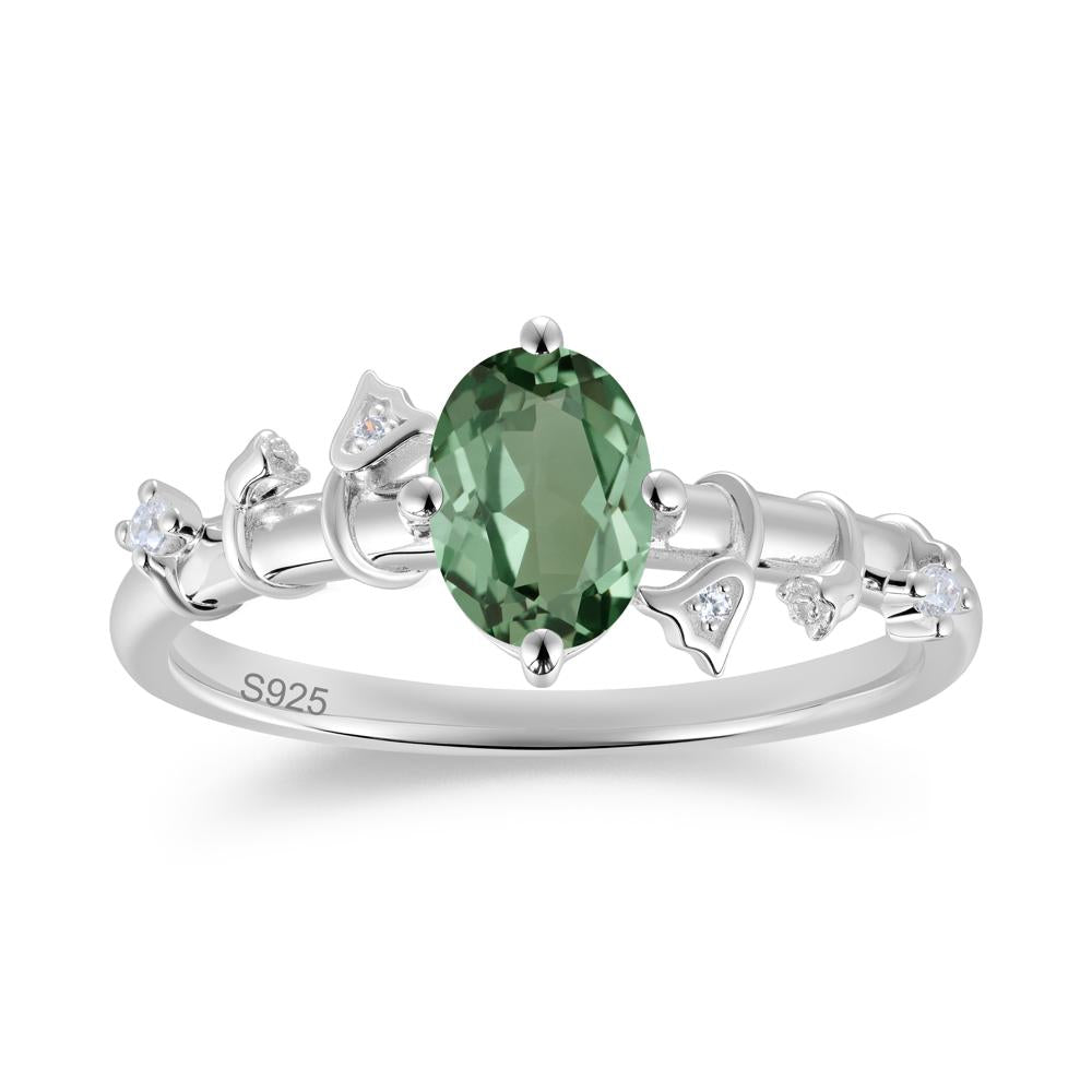 Oval Cut Amethyst Flower Engagement Ring - LUO Jewelry #gemstone_Green Sapphire