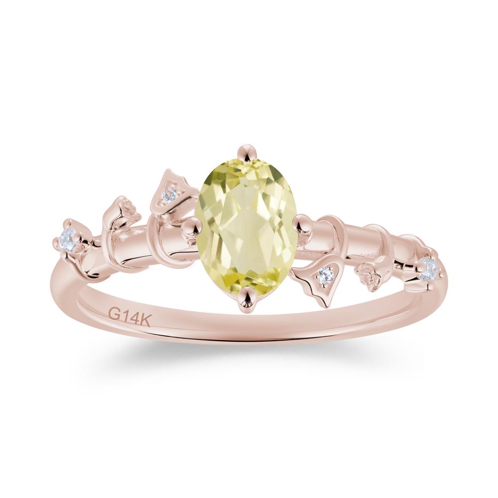Oval Cut Amethyst Flower Engagement Ring - LUO Jewelry #gemstone_Lemon Quartz