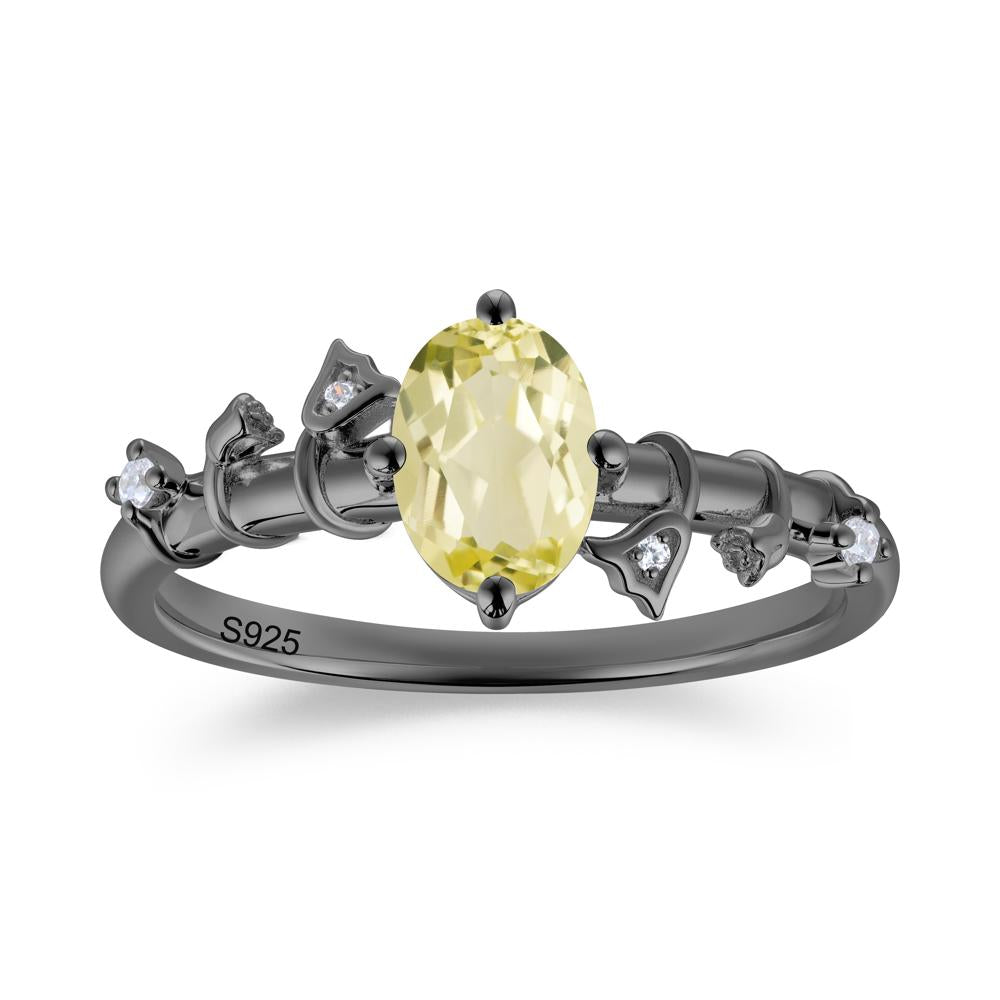 Oval Cut Amethyst Flower Engagement Ring - LUO Jewelry #gemstone_Lemon Quartz