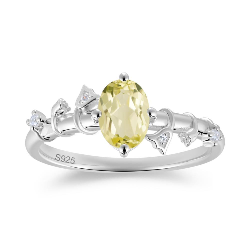 Oval Cut Amethyst Flower Engagement Ring - LUO Jewelry #gemstone_Lemon Quartz