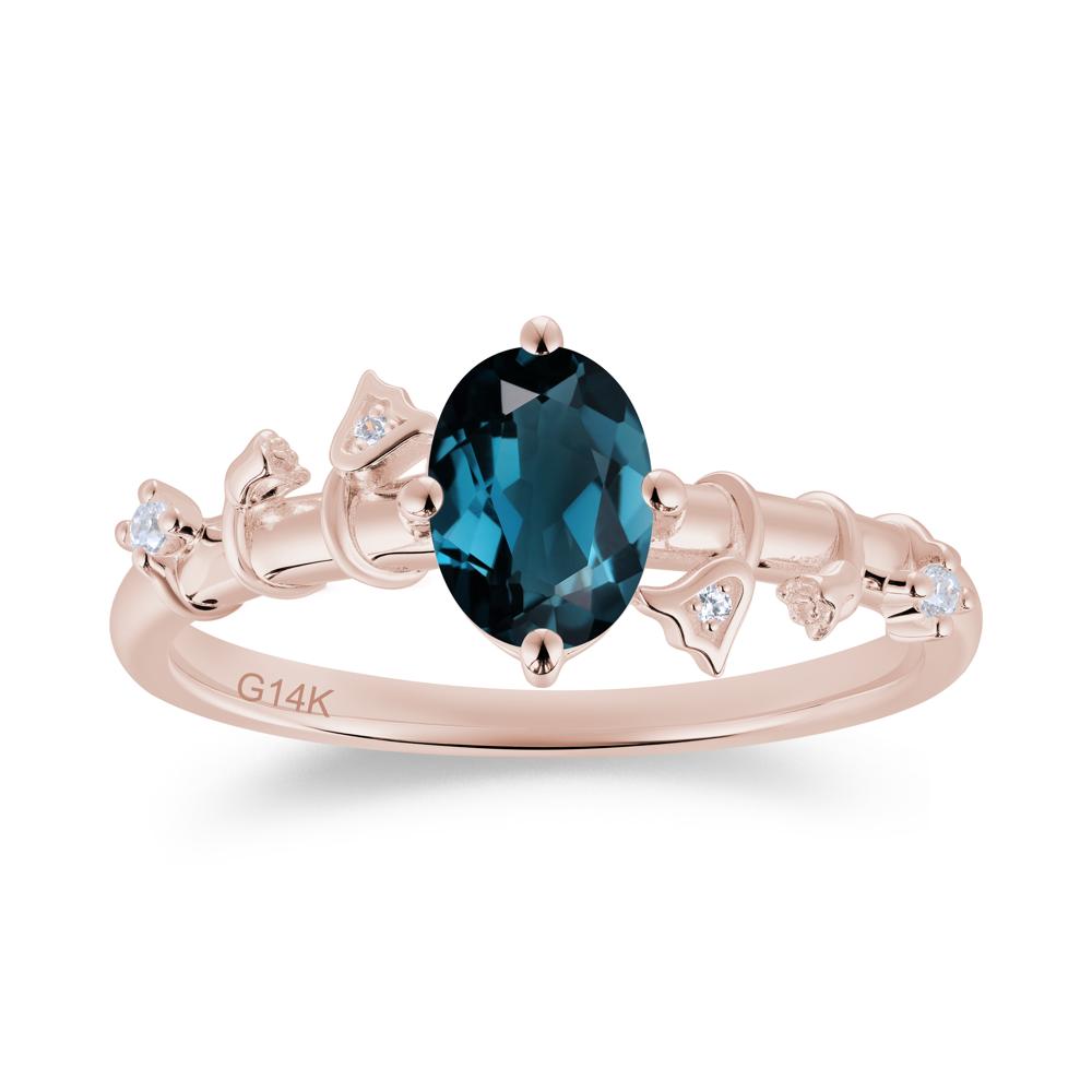 Oval Cut Amethyst Flower Engagement Ring - LUO Jewelry #gemstone_London Blue Topaz
