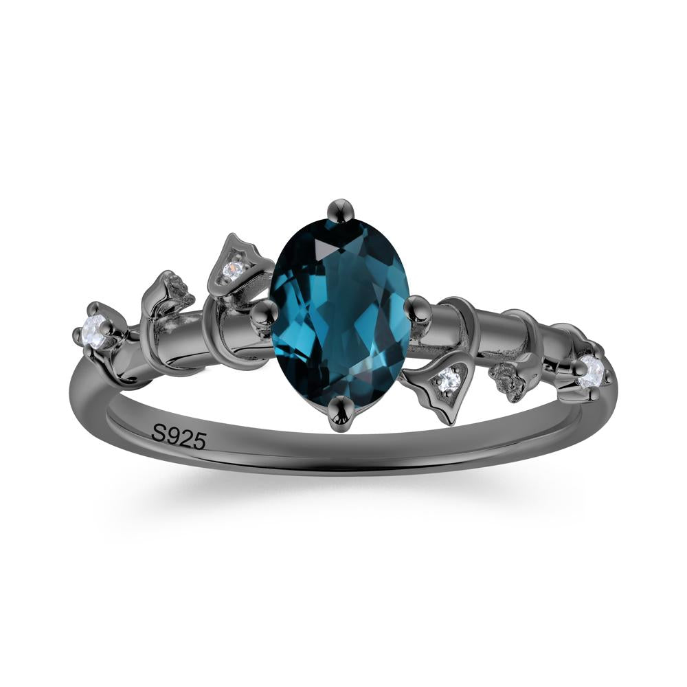 Oval Cut Amethyst Flower Engagement Ring - LUO Jewelry #gemstone_London Blue Topaz