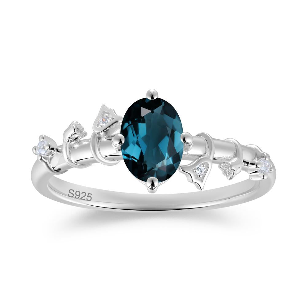 Oval Cut Amethyst Flower Engagement Ring - LUO Jewelry #gemstone_London Blue Topaz