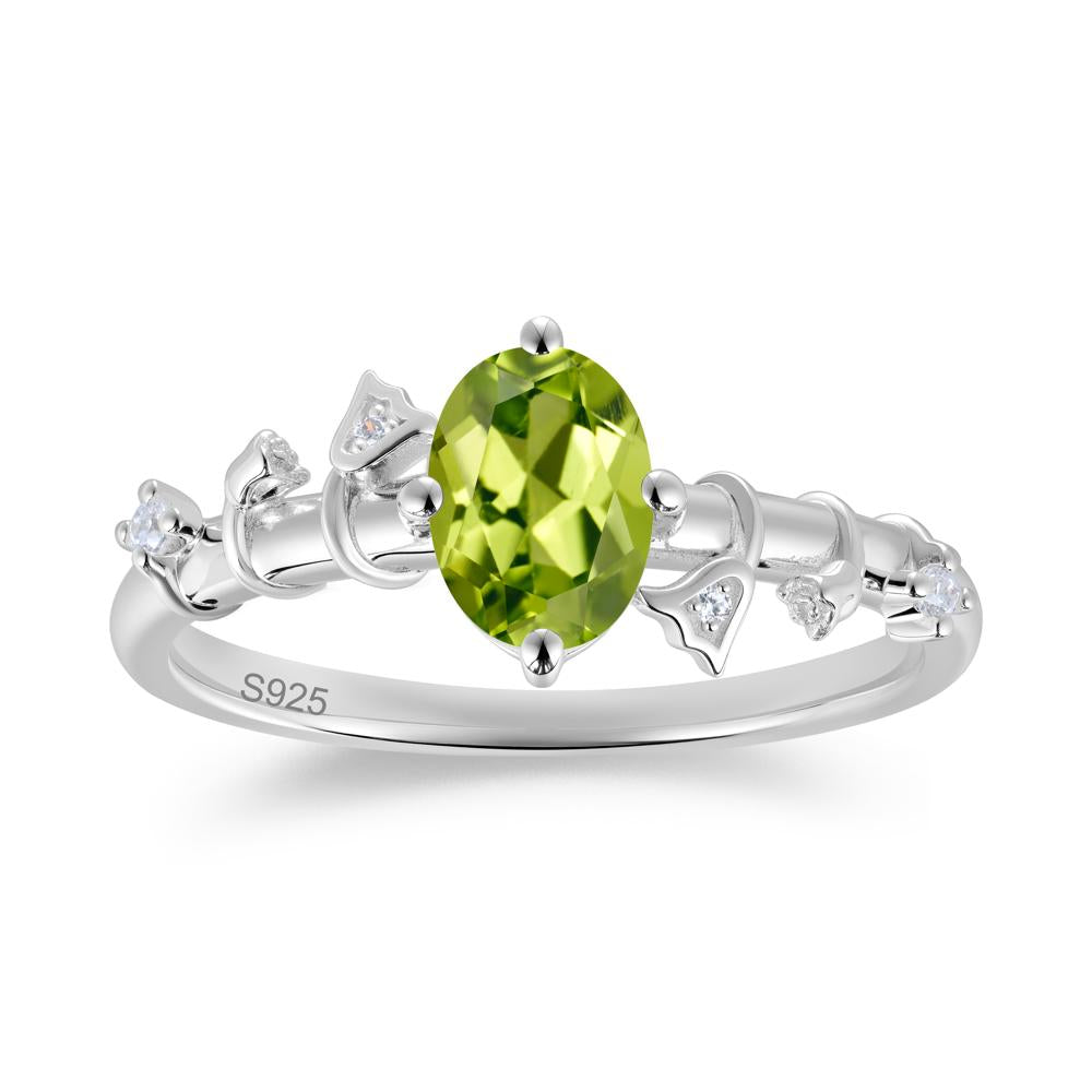 Oval Cut Amethyst Flower Engagement Ring - LUO Jewelry #gemstone_Peridot