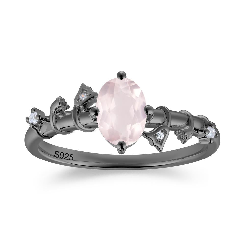 Oval Cut Amethyst Flower Engagement Ring - LUO Jewelry #gemstone_Rose Quartz