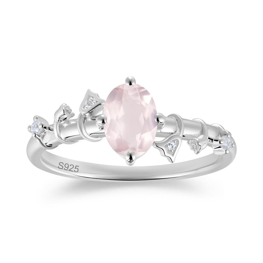 Oval Cut Amethyst Flower Engagement Ring - LUO Jewelry #gemstone_Rose Quartz