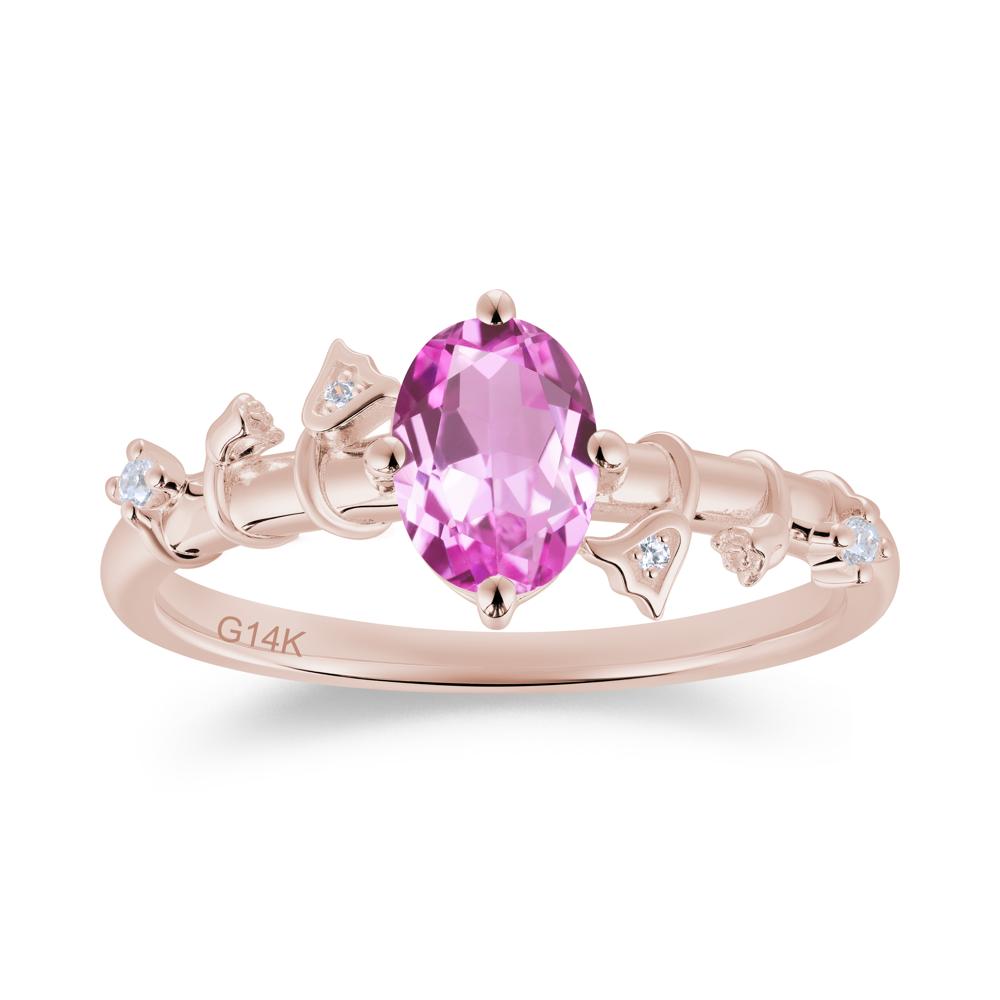 Oval Cut Amethyst Flower Engagement Ring - LUO Jewelry #gemstone_Pink Sapphire