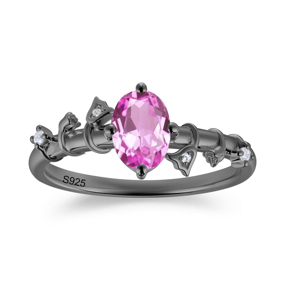 Oval Cut Amethyst Flower Engagement Ring - LUO Jewelry #gemstone_Pink Sapphire