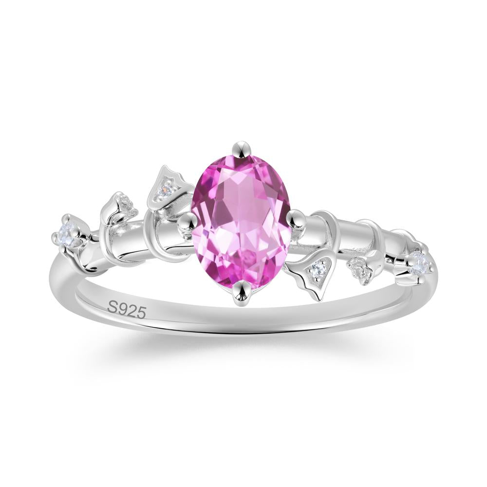 Oval Cut Amethyst Flower Engagement Ring - LUO Jewelry #gemstone_Pink Sapphire