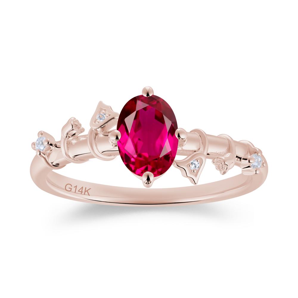 Oval Cut Amethyst Flower Engagement Ring - LUO Jewelry #gemstone_Ruby