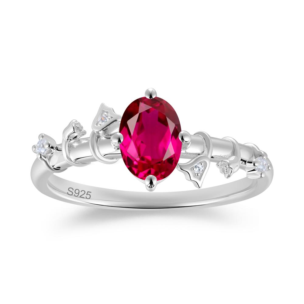Oval Cut Amethyst Flower Engagement Ring - LUO Jewelry #gemstone_Ruby