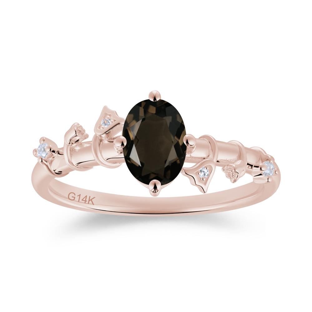 Oval Cut Amethyst Flower Engagement Ring - LUO Jewelry #gemstone_Smoky Quartz